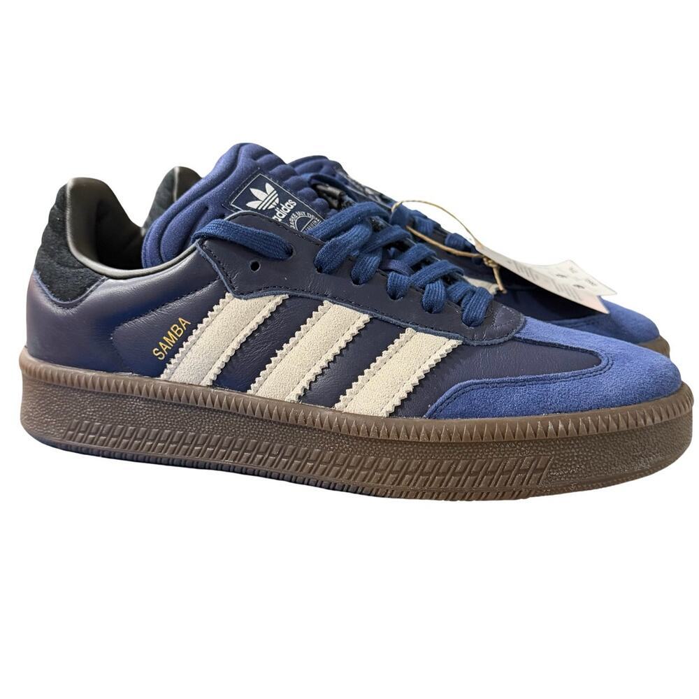 NEW Adidas Samba XLG Unisex Dark Blue Pure White/Gum Shoes (8 Men) (9 Women) - Picture 3 of 13
